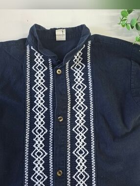 K I D S:: Boys Navy Blue Button Down Short Sleeve
